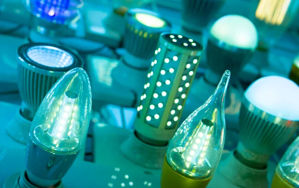 Some led lamps blue light science and technology background