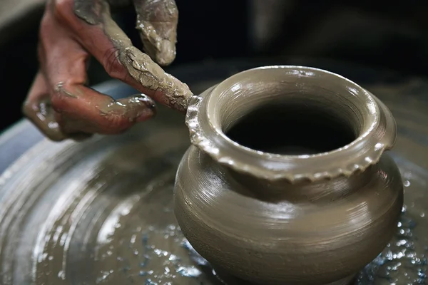 Molding clay vase
