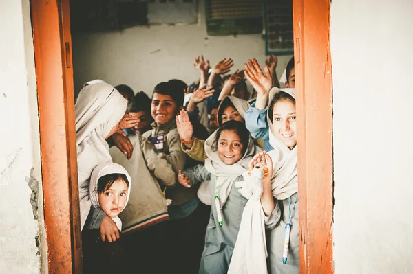 SKARDU, PAKISTAN - APRIL 18: An unidentified Children in a village in the south of Skardu are learning in the classroom of the village school April 18, 2015 in Skardu, Pakistan.