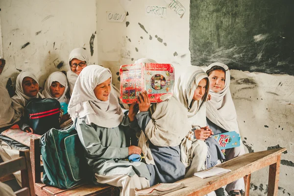 SKARDU, PAKISTAN - APRIL 18: An unidentified Children in a village in the south of Skardu are learning in the classroom of the village school April 18, 2015 in Skardu, Pakistan.