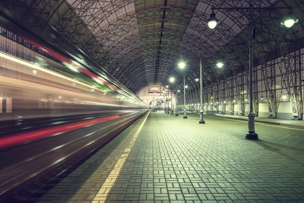 High speed train departs from the station.