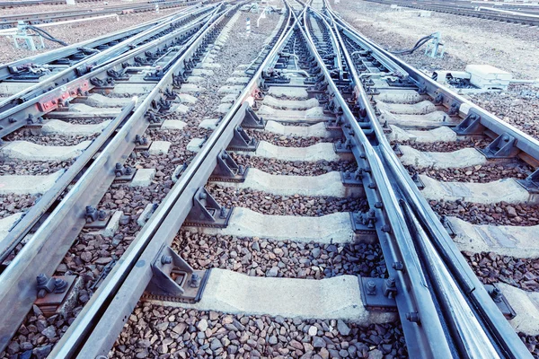 Railway tracks on the big station.