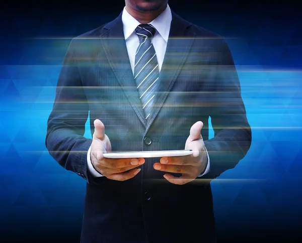 Businessman using touch pad