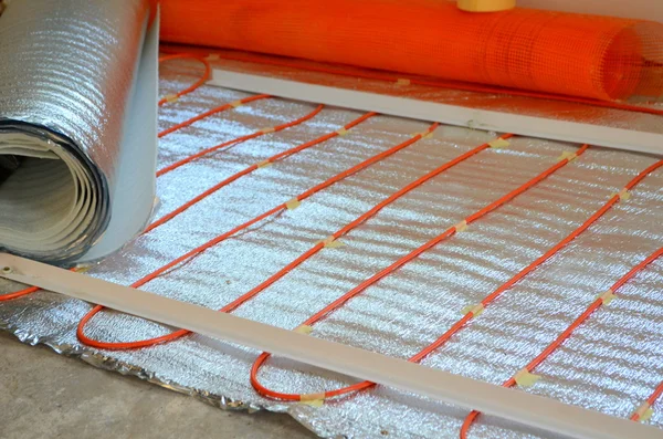 Warm radiant floor construction installation