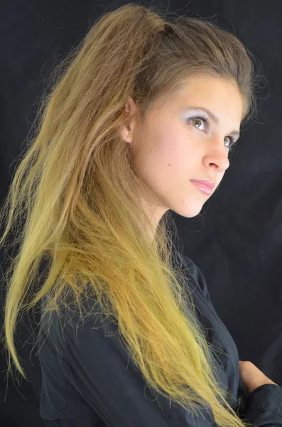 Girl with a long tail, painted Ombre Hair