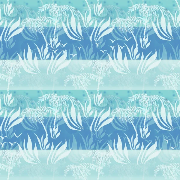 Seamless floral pattern with plants silhouettes of palms and pla