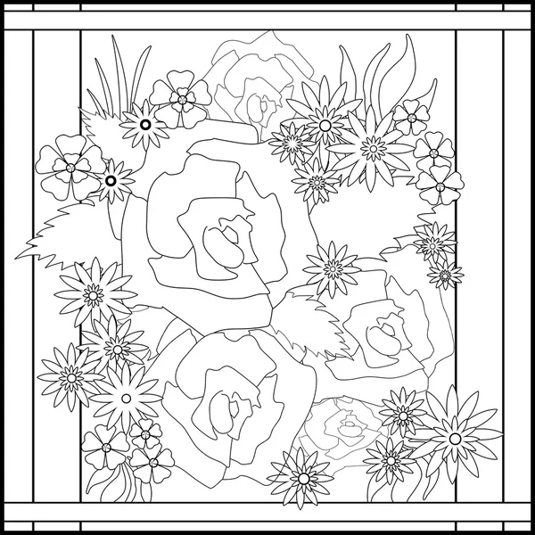 Coloring page book with decorative floral elements black and whi