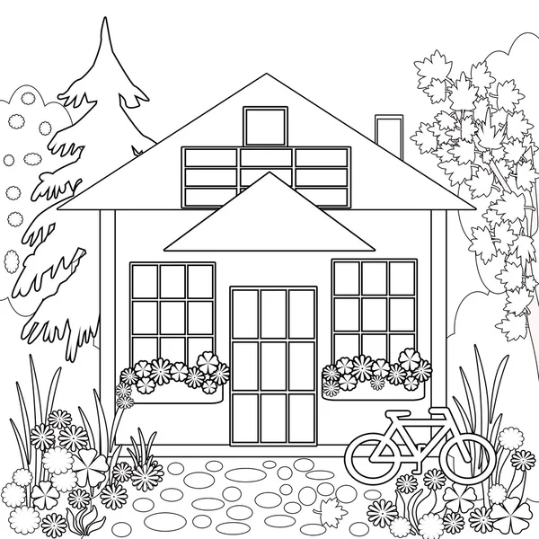 Coloring page book. Garden floral illustration black and white