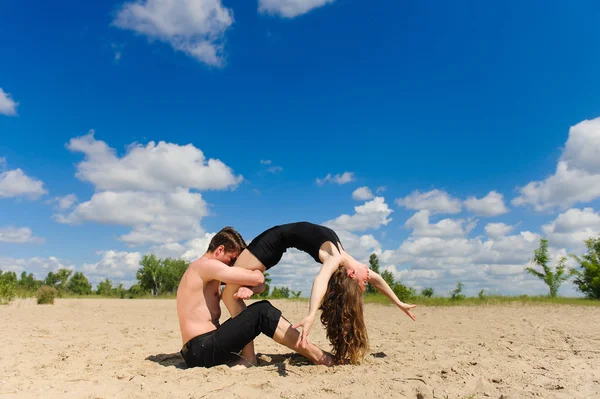 Contemporary dance. Young couple dancing.