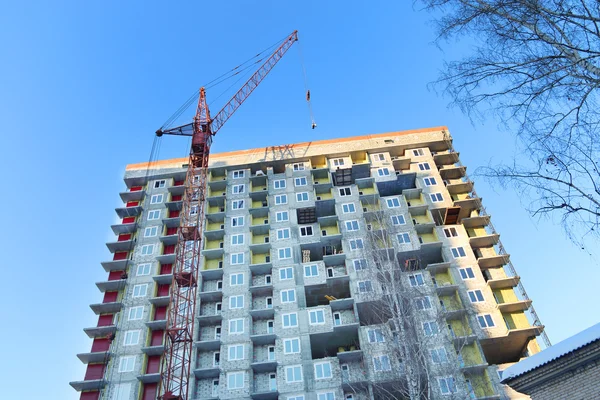 PERM, RUSSIA - FEB 17, 2015: Stationary hoist and building