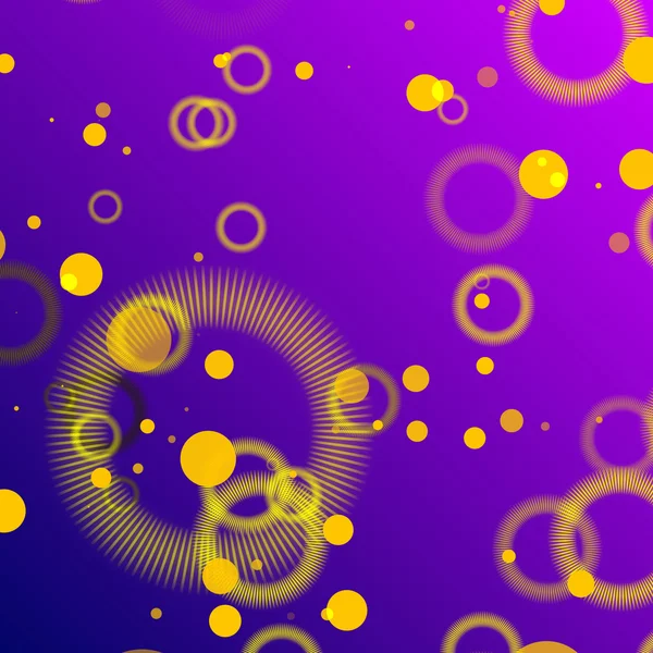 Purple abstract background, particles gold circles and light