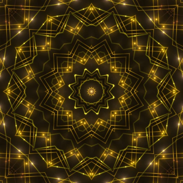 Gold kaleidoscope light, dark abstract background