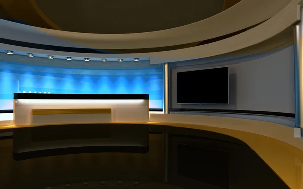 Tv Studio. News studio. The perfect backdrop for any green screen or chroma key video or photo production. 3d render. 3d visualisation