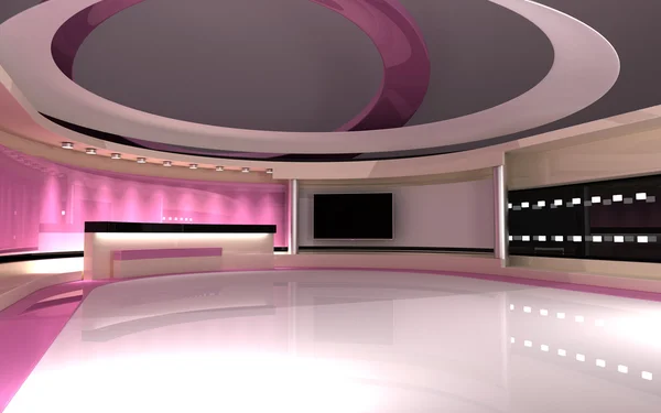Pink studio, Tv Studio. News studio. The perfect backdrop for any green screen or chroma key video or photo production. 3d render. 3d visualisation