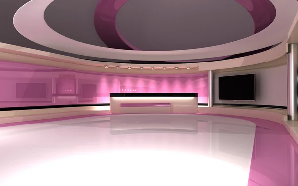 Pink studio, Tv Studio. News studio. The perfect backdrop for any green screen or chroma key video or photo production. 3d render. 3d visualisation