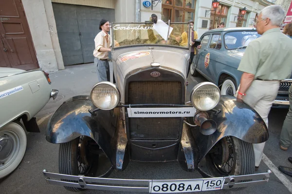 Soviet retro car GAZ-A (copy Ford-A) for retro rally Gorkyclassic, GUM, Moscow, front view