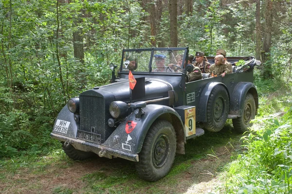 German retro car Horch-901 on retro rally in the woods, 3rd international meeting \