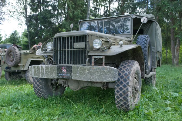 American old army Dodge WC-51 on retro rally in the woods, 3rd international meeting \