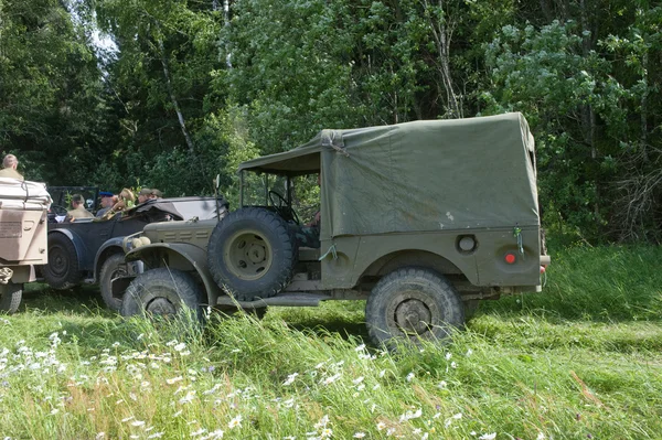 American military retro car Dodge WC-51 on retro rally on a forest road, 3rd international meeting \