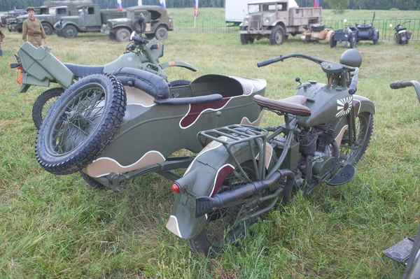 Japanese old military Rikuo motorcycle Type 97 (a copy of the Harley-Davidson) at the 3rd international meeting of \