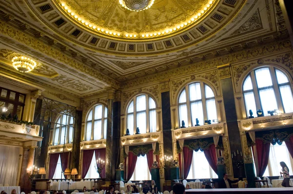 Interior with historic Windows of the Moscow restaurant \