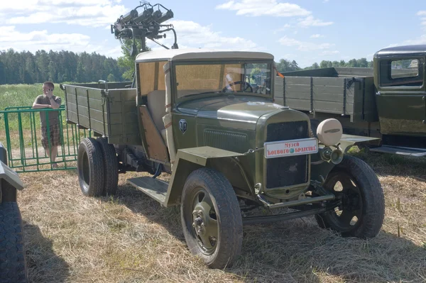 Soviet old truck GAZ-MM anti-aircraft installation at the 3rd international meeting of \