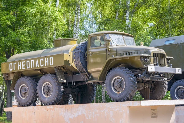 Bronnitsy, Russia - July 31, 2016: Monument to the car Ural- 375. Produced 1660-1991 at the automobile plant \