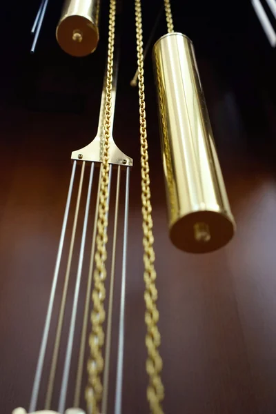 Pendulum of the antique clock close up