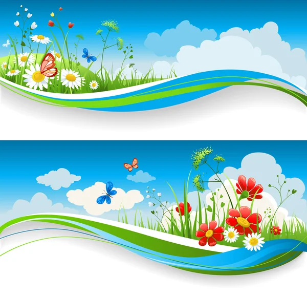 Two  Summer floral banners