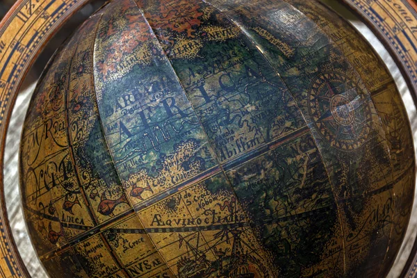 Close up of Retro World Globe in Wooden Mounting