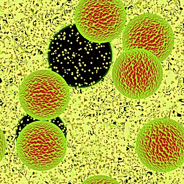 Colorful dangerous big bacterias or virus spheres in liquid