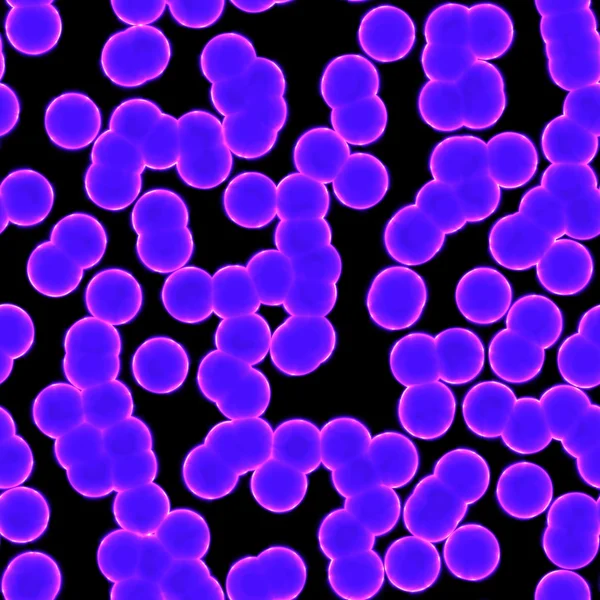 The microscopic world. Dangerous purple cells or virus spheres in dirty water