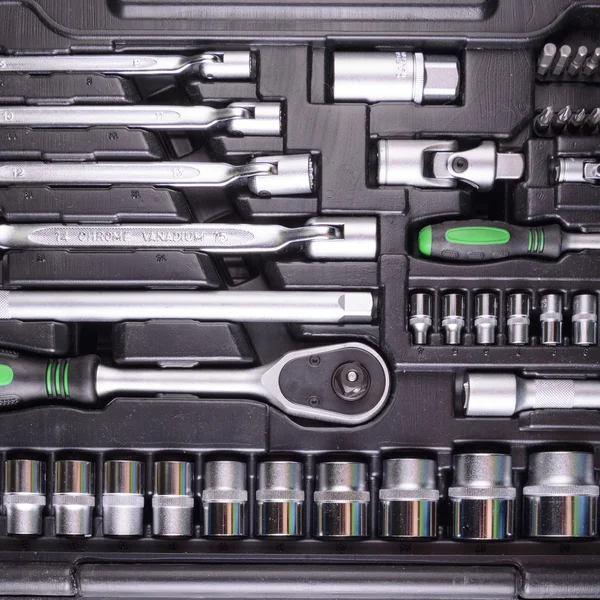 Wrenches and screwdrivers in the tool box