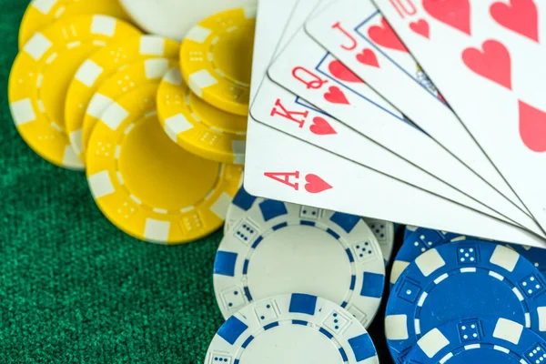 Gambling Poker Cards and Casino Money Chips