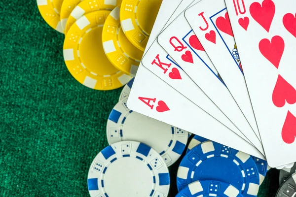 Gambling Poker Cards and Casino Money Chips