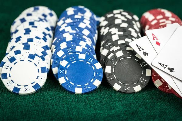 Gambling Poker Cards and Casino Money Chips