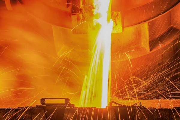 Steel pouring at steel plant