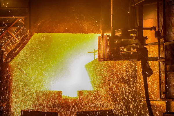 Hot steel pouring