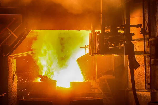 Hot steel pouring