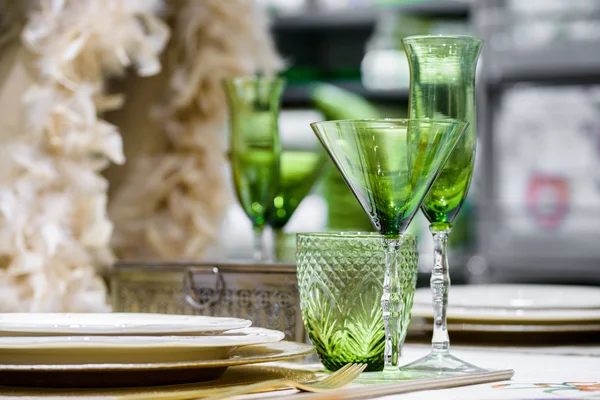 Green wine glasses