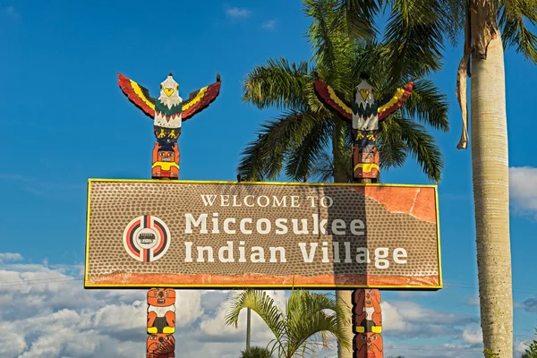Entrance sign in the Miccosukee Indian Village, Miami, Florida