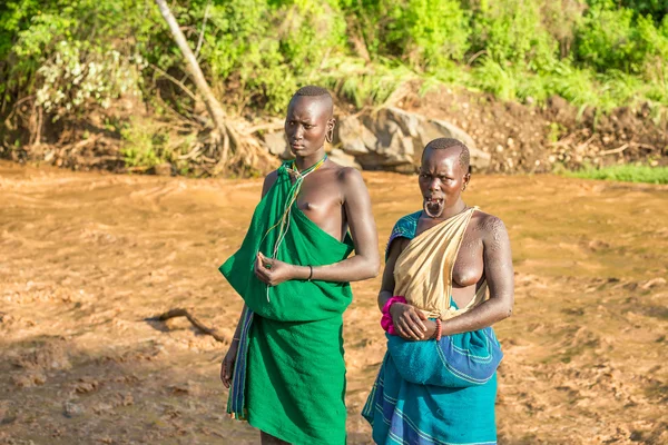 Two women from the African tribe Suri