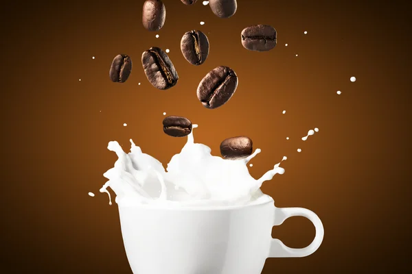 Milk Splash With Coffee Beans