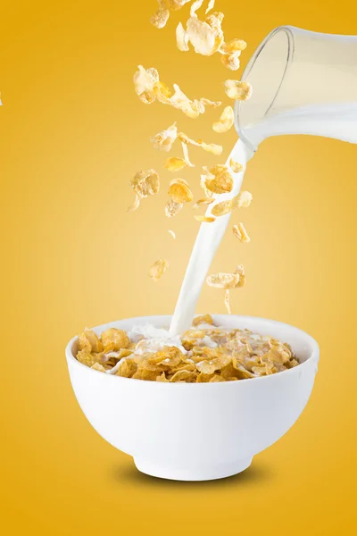 Milk Pour Into Cereal Corn Flakes