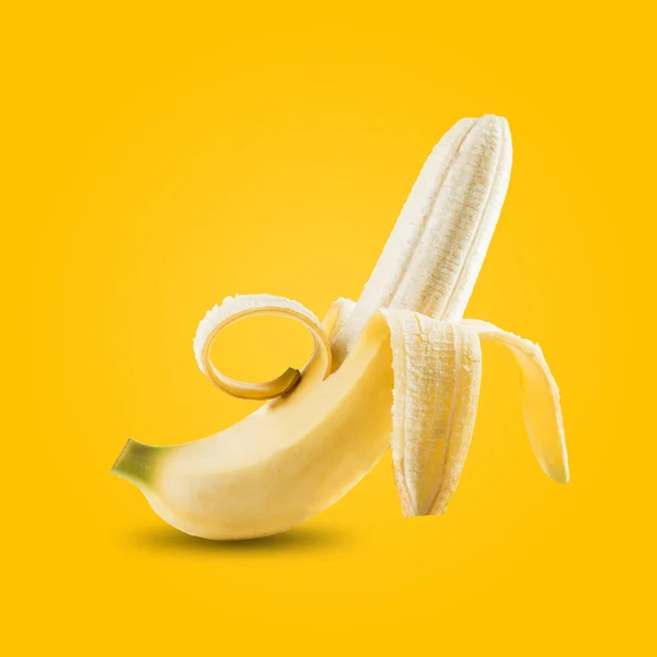 Opened Banana on yellow