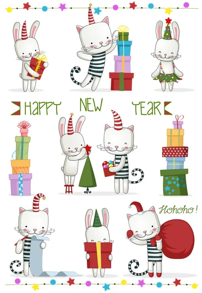 Christmas collection of animals/ cat & rabbit