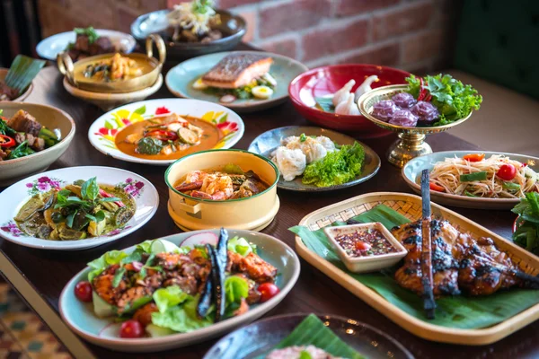 Table with Thai foods
