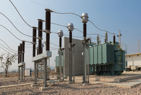 The high voltage equipment in the outdoor electrical substation