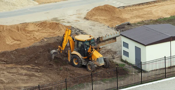 High angle view of tractor on construction place