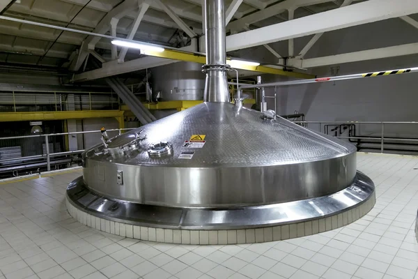 Beer tanks for brewing beer at the Heineken brewery in St. Peter